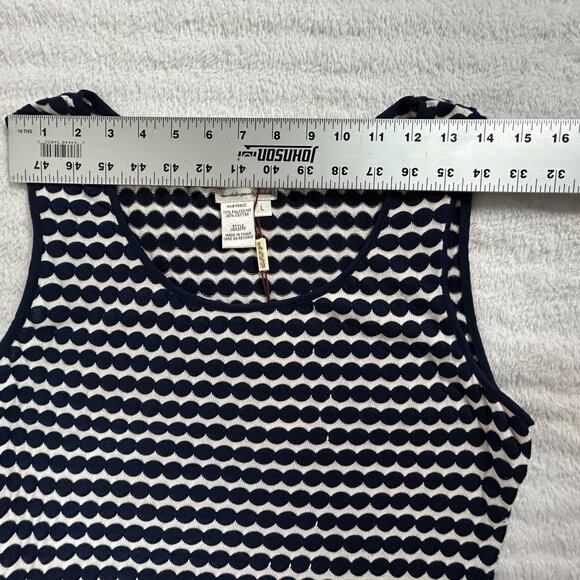 M.S.S.P Max Studio Polka Dot Textured Peplum Dress Large Navy White New $118 - Picture 5 of 8